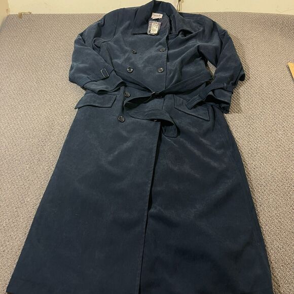 Imagio Trench Coat Womens Size 6 Navy Double Breasted Collared Long Sleeve NWT - Picture 1 of 7